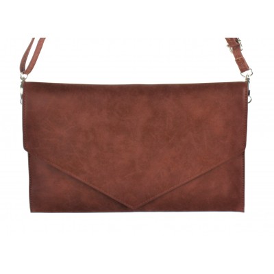 9161 -BROWN PU LEATHER CLUTCH BAG
